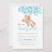 バルーン付きテディベア赤ちゃんシャワーベア 招待状 (正面)