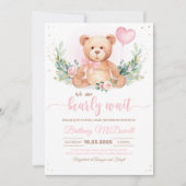 バルーン付きテディベア赤ちゃんシャワーベア 招待状 (正面)