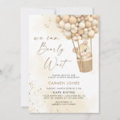 バルーン付きテディベア赤ちゃんシャワー招待状 招待状 (正面)