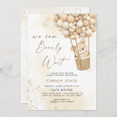 バルーン付きテディベア赤ちゃんシャワー招待状 招待状 (正面/裏面)