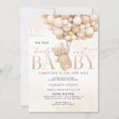 バルーン付きテディベア赤ちゃんシャワー招待状 招待状 (正面)