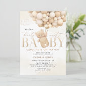 バルーン付きテディベア赤ちゃんシャワー招待状 招待状 (スタンド正面)