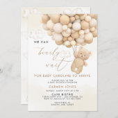 バルーン付きテディベア赤ちゃんシャワー招待状 招待状 (正面/裏面)