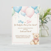 バルーン付きテディベア赤ちゃんシャワー 招待状 (スタンド正面)