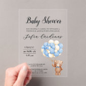 バルーン付きテディベア赤スペインのちゃんシャワー白 アクリル招待状 (インサイチュ (ポータブル))