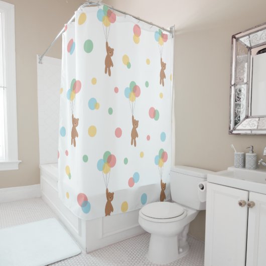 バルーン付きテディベア シャワーカーテン (インサイチュ)