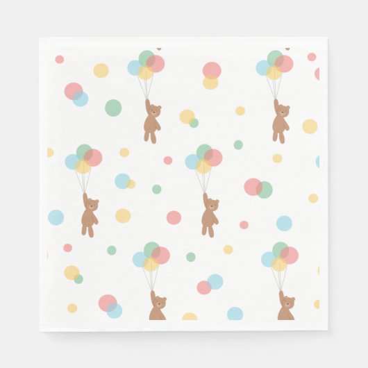 バルーン付きテディベア スタンダードランチョンナプキン (正面)