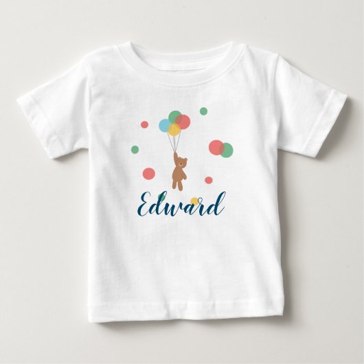 バルーン付きテディベア ベビーTシャツ (正面)