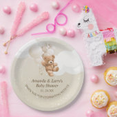 バルーン付きテディベア ペーパープレート (パーティー)