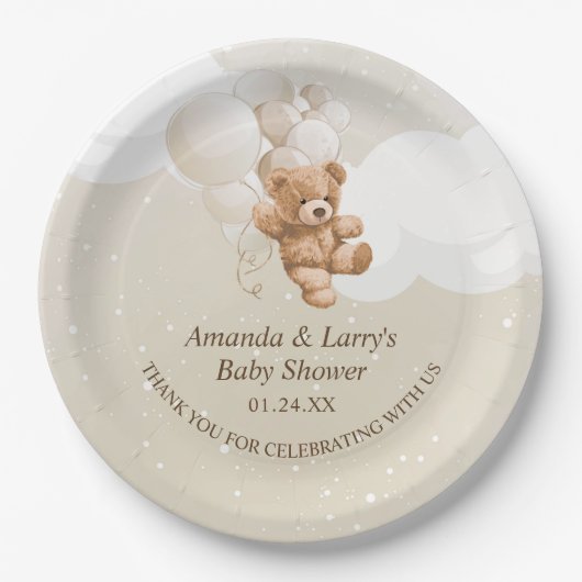 バルーン付きテディベア ペーパープレート (正面)