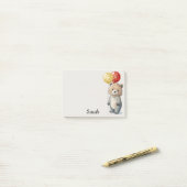 バルーン付きテディベアOfficeギフト名の追加 ポストイット (デスク上)