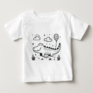バルーン付きハッピーアリゲーター – かわいい子供部屋アート ベビーTシャツ