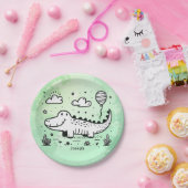 バルーン付きハッピーアリゲーター – かわいい子供部屋アート ペーパープレート (パーティー)