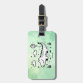 バルーン付きハッピーアリゲーター – かわいい子供部屋アート ラゲッジタグ (正面縦)