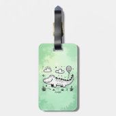 バルーン付きハッピーアリゲーター – かわいい子供部屋アート ラゲッジタグ (裏面縦)