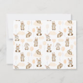 バルーン付きバニー黄色の赤ちゃんシャワー サンキューカード (裏面)