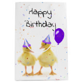 バルーン付きバースデーパーティードアヒル ミディアムペーパーバッグ (正面)