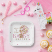 バルーン付きピンクのテディベア赤ちゃん女の子シャワー ペーパープレート (パーティー)