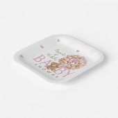 バルーン付きピンクのテディベア赤ちゃん女の子シャワー ペーパープレート (傾斜あり)