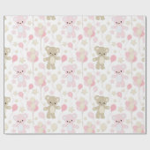 バルーン付きピンク&タンテディベア ラッピングペーパー (フラット)