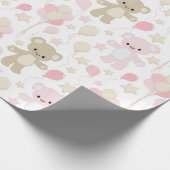 バルーン付きピンク&タンテディベア ラッピングペーパー (角)