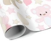 バルーン付きピンク&タンテディベア ラッピングペーパー (ロールコーナー)