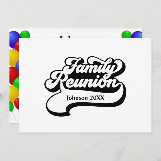 バルーン付きファミリ懇親会招待状 招待状 (正面/裏面)