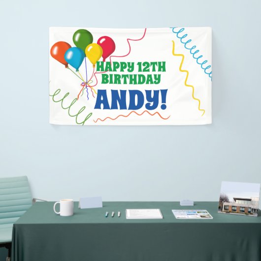 バルーン付きフロントローンハッピーバースデー 横断幕 (トレードショー)