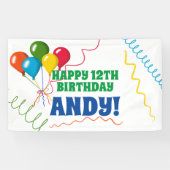 バルーン付きフロントローンハッピーバースデー 横断幕 (横)