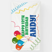 バルーン付きフロントローンハッピーバースデー 横断幕 (縦)