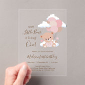 バルーン付きベビーガールベア1st誕生日 アクリル招待状 (インサイチュ (ポータブル))