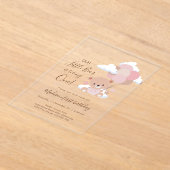 バルーン付きベビーガールベア1st誕生日 アクリル招待状 (レイダウン)