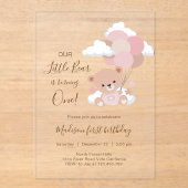 バルーン付きベビーガールベア1st誕生日 アクリル招待状 (正面)