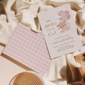 バルーン付きベビーガールベア1st誕生日 招待状