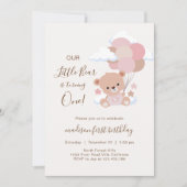 バルーン付きベビーガールベア1st誕生日 招待状 (正面)