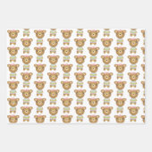 バルーン付きベビーガール、ピンク柄 ラッピングペーパーシート (正面)