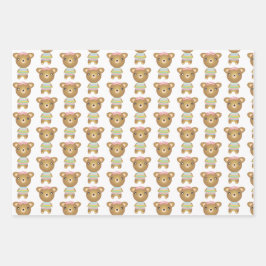 バルーン付きベビーガール、ピンク柄 ラッピングペーパーシート