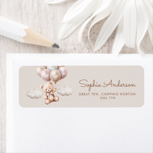 バルーン付きベビーシャワーでクマを待つことができる ラベル (インサイチュ)