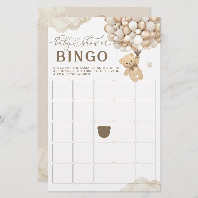 バルーン付きベビーバニュートラル赤ちゃんシャワーゲーム (正面/裏面)