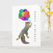 バルーン付きリスハッピーバースデー カード (黄色い花)