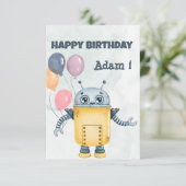 バルーン付きロボットハッピーバースデーグリーティングカード カード (スタンド正面)