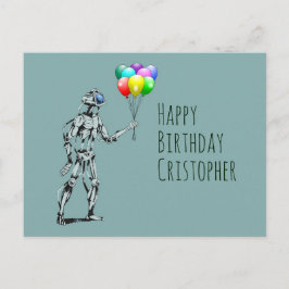 バルーン付きロボット誕生日葉書 ポストカード