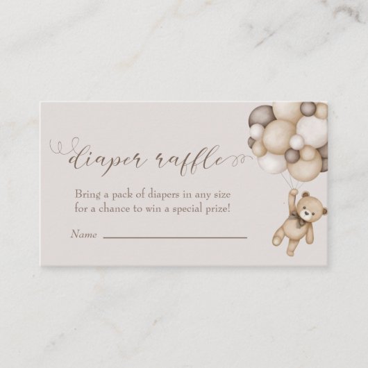 バルーン付き可愛いクマおむつラッフル エンクロージャーカード (正面)