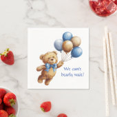 バルーン付き可愛いタンテディベア男の子ベビーシャワー スタンダードカクテルナプキン (インサイチュ)