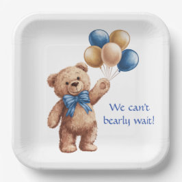バルーン付き可愛いタンテディベア男の子ベビーシャワー ペーパープレート