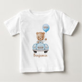 バルーン付き可愛いテディベア1st誕生日 ベビーTシャツ (正面)