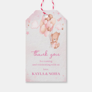 バルーン付き可愛いテディベア ギフトタグ