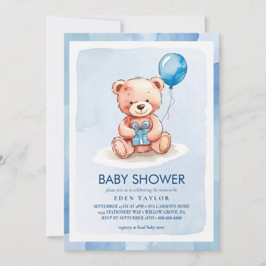 バルーン付き可愛いトイベビーシャワー招待状 招待状 (正面)