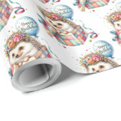 バルーン付き可愛いハリネズミ付きサプライズギフトボックス ラッピングペーパー (ロールコーナー)