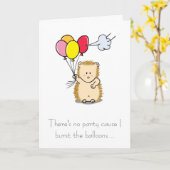 バルーン付き可愛いハリネズミ誕生日カード カード (黄色い花)